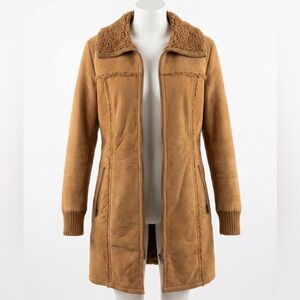 Vintage Cherry LA Women's Tan Genuine Leather Suede Teddy Jacket 80s 90s Y2K